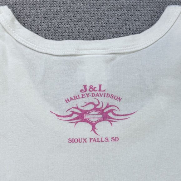 Harley-Davidson Womens White Sturgis 2007 T-Shirt Pink Rhinestone Logo Size S - Picture 7 of 15